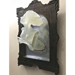 Halloween Ghost in The Mirror, Glow in The Dark 3D Resin Ghost Frame, Creative Fluorescent Mirror Sculpture for Bedroom and Corridor Decor