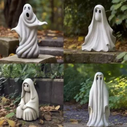 Halloween Ghost Sculpture,Outdoor Statue, Resin Ghost Decor for Yard, Lawn, Porch, Desktop Decoration, Spooky Halloween Tabletop Decor, Garden Crafts 15cm