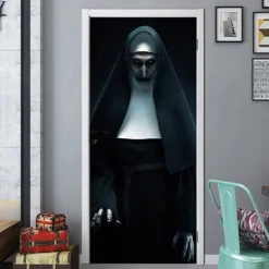 Halloween Ghost Sister Creative 3D Door Sticker Personalized Wood Door Home Decoration Wall Decal Paper Refurbished Wall Decal