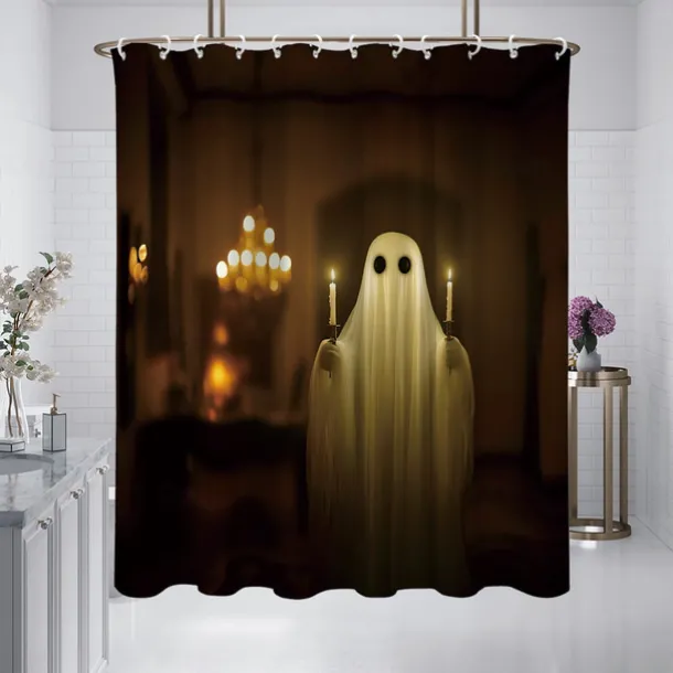 Halloween Ghost Skull Shower Curtain Modern Machine Washable Waterproof Polyester Fabric Used for Bathroom Decoration Bathtub with 12 Hooks
