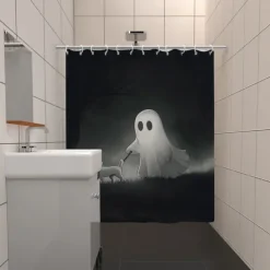Halloween Ghost Skull Shower Curtain Modern Machine Washable Waterproof Polyester Fabric Used for Bathroom Decoration Bathtub with 12 Hooks