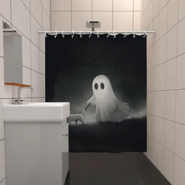 Halloween Ghost Skull Shower Curtain Modern Machine Washable Waterproof Polyester Fabric Used for Bathroom Decoration Bathtub with 12 Hooks