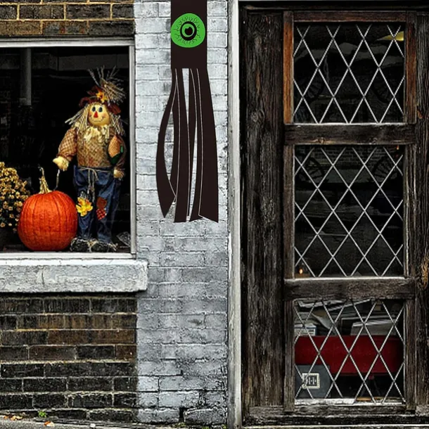 Halloween Ghost Windsock Night Light Spooky LED Hanging Decoration with Ghostly Glow Waterproof and Weather-Resistant for Outdoor Yard, Porch, or Garden Decor Perfect for Halloween Night Atmosphere