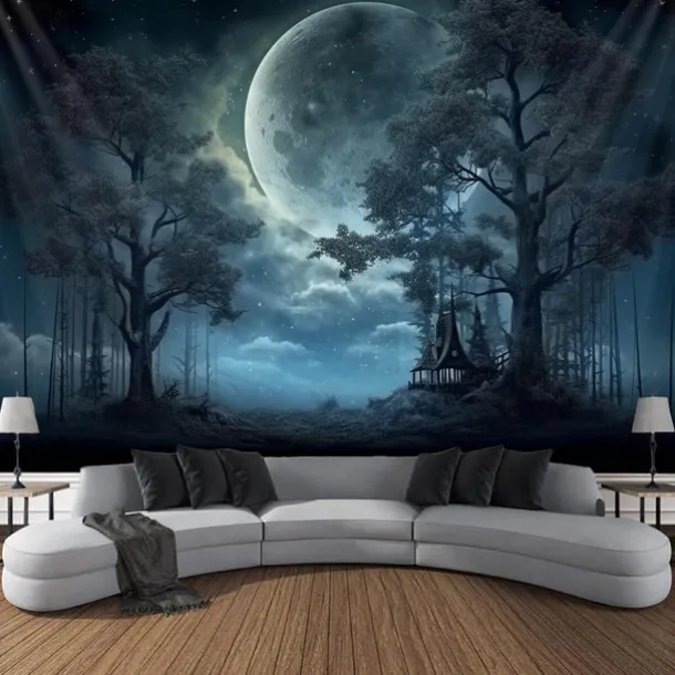 Halloween Glommy Forest Hanging Tapestry Wall Art Large Tapestry Mural Decor Photograph Backdrop Blanket Curtain Home Bedroom Living Room Decoration Decorations