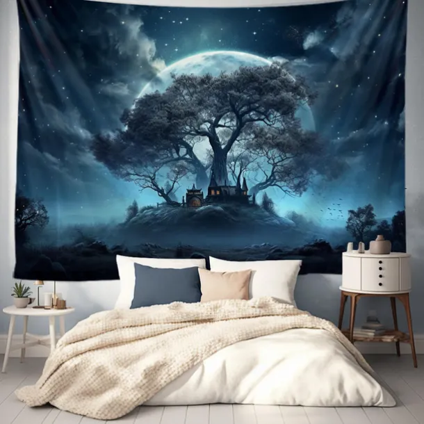 Halloween Glommy Forest Hanging Tapestry Wall Art Large Tapestry Mural Decor Photograph Backdrop Blanket Curtain Home Bedroom Living Room Decoration Decorations