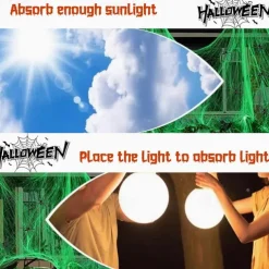 Halloween Glow in The Dark Spider Web Fake Cobwebs Stretch Green Spider Webs for Halloween Outdoor Indoor Home Decorations Creepy Party Decor