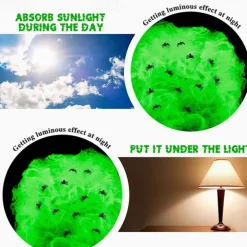 Halloween Glow in The Dark Spider Web Fake Cobwebs Stretch Green Spider Webs for Halloween Outdoor Indoor Home Decorations Creepy Party Decor