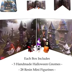 Halloween Gnome Advent Calendar, Halloween Countdown Calendar, Decoration for Aldults Kids Holiday Halloween Christmas Gifts (3pcs Gnome Doll + 28pcs Resin Mini Figurine Per Box)