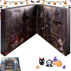 Halloween Gnome Advent Calendar, Halloween Countdown Calendar, Decoration for Aldults Kids Holiday Halloween Christmas Gifts (3pcs Gnome Doll + 28pcs Resin Mini Figurine Per Box)