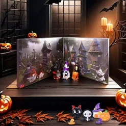 Halloween Gnome Advent Calendar, Halloween Countdown Calendar, Decoration for Aldults Kids Holiday Halloween Christmas Gifts (3pcs Gnome Doll + 28pcs Resin Mini Figurine Per Box)