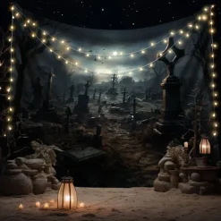 Halloween Graveyard Hanging Tapestry Wall Art Large Tapestry Mural Decor Photograph Backdrop Blanket Curtain Home Bedroom Living Room Decoration