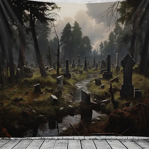 Halloween Graveyard Hanging Tapestry Wall Art Large Tapestry Mural Decor Photograph Backdrop Blanket Curtain Home Bedroom Living Room Decoration