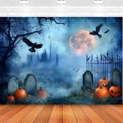 Halloween Grim Reaper Gothic Wall Tapestry – Dark Haunted Castle Lightning Storm Skull Wall Art Backdrop Large Hanging Mural Blanket Curtain for Bedroom Living Room Home Decoration