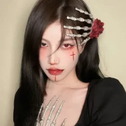 Halloween Hands Bone Hair Clips Skeleton Claws Hair Clip Hairpin Horror Hair Clip Black White Skull Claw Hair Clip Exaggerated Carnival Party Claw Barrettes Women Girls Hair Accessories