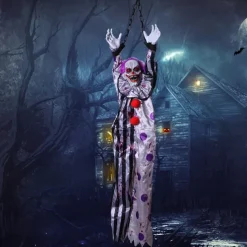 Halloween Hanging Clowns Decorations Talking Clown Ghost Decoration Flash Light up Red Eyes Sound Activated Function for Halloween Outdoor Indoor Haunted House Yard Decor