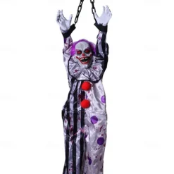 Halloween Hanging Clowns Decorations Talking Clown Ghost Decoration Flash Light up Red Eyes Sound Activated Function for Halloween Outdoor Indoor Haunted House Yard Decor