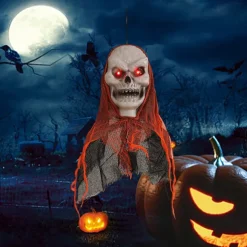 Halloween Hanging Ghost Gauze Luminous Ghost Face Ghost Skull Horror Trick Props Outdoor Scene Courtyard