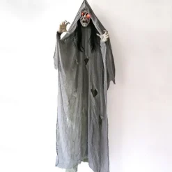 Halloween Hanging Ghost Skeleton Decorations Outdoor Hanging Grim Reapers Skeleton Led Light up Red Eyes Bendable Arms Scary Haunted House Prop
