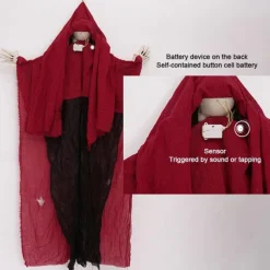 Halloween Hanging Ghost Skeleton Decorations Outdoor Hanging Grim Reapers Skeleton Led Light up Red Eyes Bendable Arms Scary Haunted House Prop