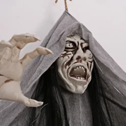 Halloween Hanging Ghost Skeleton Decorations Outdoor Hanging Grim Reapers Skeleton Led Light up Red Eyes Bendable Arms Scary Haunted House Prop