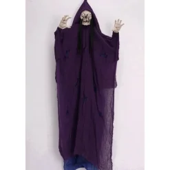 Halloween Hanging Ghost Skeleton Decorations Outdoor Hanging Grim Reapers Skeleton Led Light up Red Eyes Bendable Arms Scary Haunted House Prop