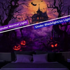 Halloween Hanging Tapestry Photograph Backdrop Jack O Lantern Wall Art Large Tapestry Mural Decor Blanket Curtain Home Bedroom Living Room Decoration Death Selfie