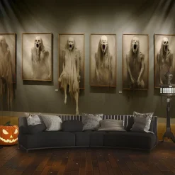 Halloween Hanging Tapestry Ghosts run out of the painting Photograph Backdrop Jack O Lantern Wall Art Large Tapestry Mural Decor Blanket Curtain Home Bedroom Living Room Decoration Death Selfie