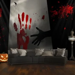 Halloween Hanging Tapestry Photograph Backdrop Jack O Lantern Wall Art Large Tapestry Mural Decor Blanket Curtain Home Bedroom Living Room Decoration Death Selfie