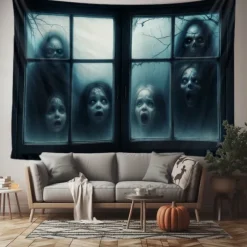 Halloween Hanging Tapestry Photograph Backdrop Jack O Lantern Wall Art Large Tapestry Mural Decor Blanket Curtain Home Bedroom Living Room 2025 Halloween Decoration Death Selfie