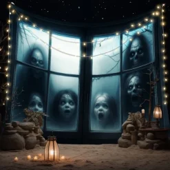 Halloween Hanging Tapestry Photograph Backdrop Jack O Lantern Wall Art Large Tapestry Mural Decor Blanket Curtain Home Bedroom Living Room 2025 Halloween Decoration Death Selfie