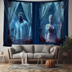 Halloween Hanging Tapestry Photograph Backdrop Jack O Lantern Wall Art Large Tapestry Mural Decor Blanket Curtain Home Bedroom Living Room 2025 Halloween Decoration Death Selfie