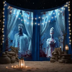 Halloween Hanging Tapestry Photograph Backdrop Jack O Lantern Wall Art Large Tapestry Mural Decor Blanket Curtain Home Bedroom Living Room 2025 Halloween Decoration Death Selfie