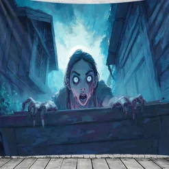 Halloween Hanging Tapestry Zombie Photograph Backdrop Jack O Lantern Wall Art Large Tapestry Mural Decor Blanket Curtain Home Bedroom Living Room Decoration Death Selfie