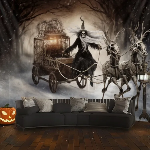Halloween Hanging Tapestry Witch Dead Horses Wall Art Large Tapestry Mural Decor Photograph Backdrop Blanket Curtain Home Bedroom Living Room Decoration
