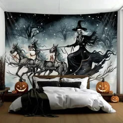 Halloween Hanging Tapestry Witch Dead Horses Wall Art Large Tapestry Mural Decor Photograph Backdrop Blanket Curtain Home Bedroom Living Room Decoration