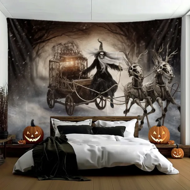Halloween Hanging Tapestry Witch Dead Horses Wall Art Large Tapestry Mural Decor Photograph Backdrop Blanket Curtain Home Bedroom Living Room Decoration