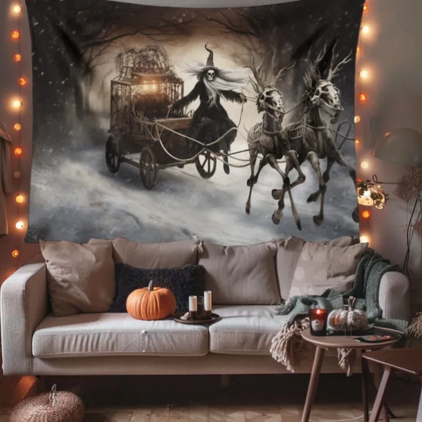 Halloween Hanging Tapestry Witch Dead Horses Wall Art Large Tapestry Mural Decor Photograph Backdrop Blanket Curtain Home Bedroom Living Room Decoration