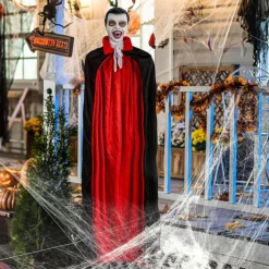 Halloween Hanging Vampire Props, Life Size Hanging Ghost Dead Body, with Voice-activated Sensor & Glowing Eyes, for Halloween Haunted Houses Party Outdoor Decorations