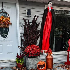 Halloween Hanging Vampire Props, Life Size Hanging Ghost Dead Body, with Voice-activated Sensor & Glowing Eyes, for Halloween Haunted Houses Party Outdoor Decorations