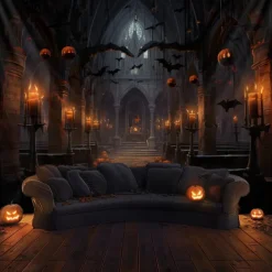 Halloween Haunted Castle Hanging Tapestry Wall Art Large Tapestry Mural Decor Photograph Backdrop Blanket Curtain Home Bedroom Living Room Decoration