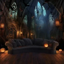 Halloween Haunted Castle Hanging Tapestry Wall Art Large Tapestry Mural Decor Photograph Backdrop Blanket Curtain Home Bedroom Living Room Decoration