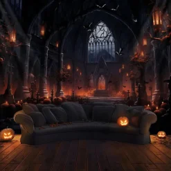 Halloween Haunted Castle Hanging Tapestry Wall Art Large Tapestry Mural Decor Photograph Backdrop Blanket Curtain Home Bedroom Living Room Decoration