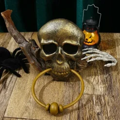 Halloween Horror Doorbell Ghost Skull Trick Toy Ghost House Party Supplies Luminous Skull Head Knocker Skeleton Head Door Bell