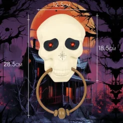 Halloween Horror Doorbell Ghost Skull Trick Toy Ghost House Party Supplies Luminous Skull Head Knocker Skeleton Head Door Bell