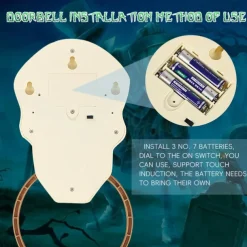 Halloween Horror Doorbell Ghost Skull Trick Toy Ghost House Party Supplies Luminous Skull Head Knocker Skeleton Head Door Bell