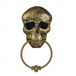 Halloween Horror Doorbell Ghost Skull Trick Toy Ghost House Party Supplies Luminous Skull Head Knocker Skeleton Head Door Bell