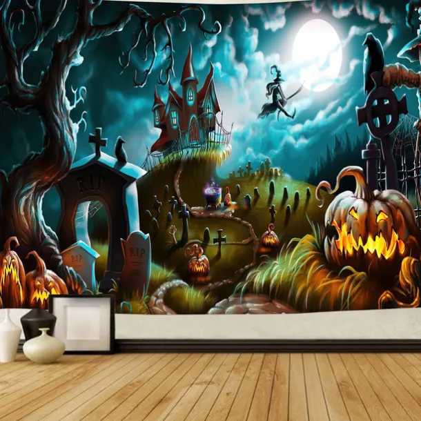Halloween Horror Hanging Tapestry Wall Art Large Tapestry Mural Decor Photograph Backdrop Blanket Curtain Home Bedroom Living Room Halloween Decorations