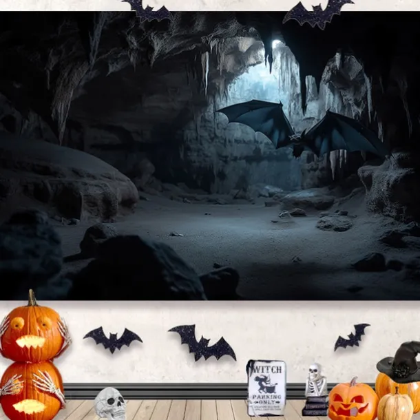 Halloween Horror Hanging Tapestry Wall Art Large Tapestry Mural Decor Photograph Backdrop Blanket Curtain Home Bedroom Living Room Decoration Graveyard Skull Spider Bats Death Halloween Decorations