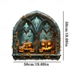 Halloween Horror Hole Pumpkin Head Wall Decals - Self-Adhesive Waterproof Stickers for Party Decoration, Doors, and Windows