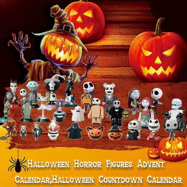 Halloween Horror Movie Advent Calendar 2025 Contains 24 Christmas Gifts, Xmas Horror Figures Countdown Calendar with Surprise Toys, Collectible Figures Gifts for Kids